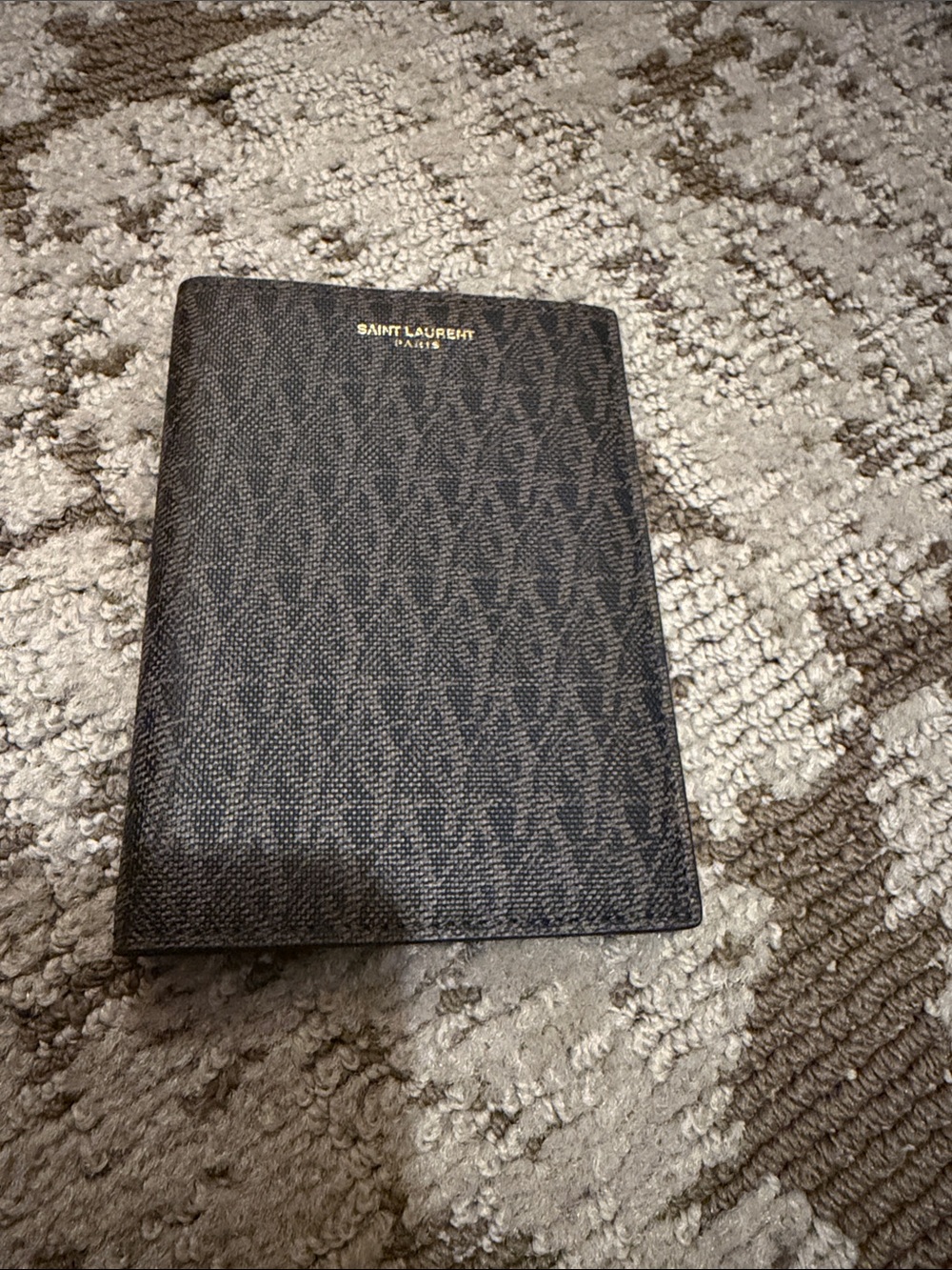 Saint Laurent Dark Brown Monogram Travel Passport Wallet like new